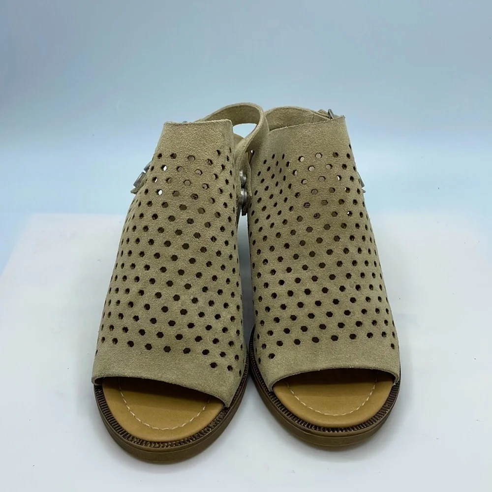 Anthropologie Barbara Barbieri Perforated Genuine Suede Slingback Booties